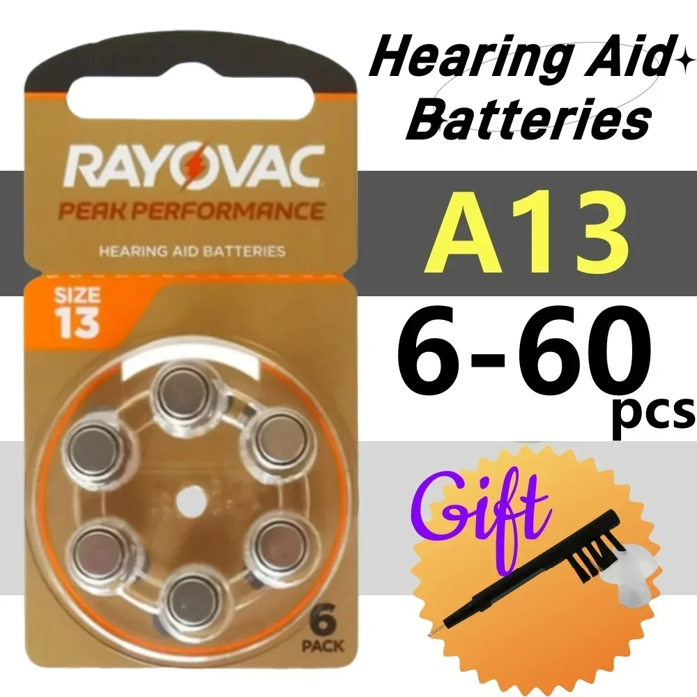Фото 6-60 шт. A13 аккумуляторы для слухового аппарата Zinc Air Rayovac Peak Размер 13A 13 P13 PR48 аккумулятор для слухового аппарата для слухового аппарата BTE CIC RIC OE №2