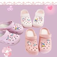 sanrioed crocs kawaii anime sandals melody 3 colors purple pink summer hole shoes cute soft beach flat slippers seaside vacation