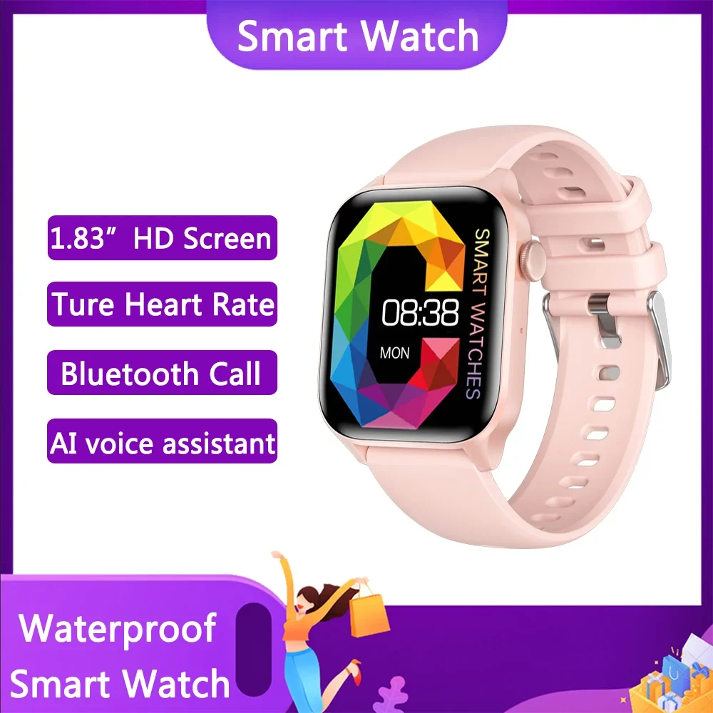 

New Smart Watch Women Men 1.83" HD Screen Bluetooth Call Heart Rate Monitoring IP68 Waterproof Sport Fitness Tracker Smartwatch
