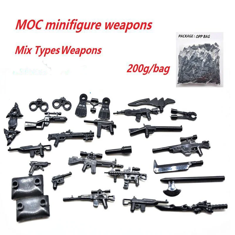 

MOC Military DIY SWAT Weapons Building Blocks WW2 Rifle Guns Military Figures Parts PUBG Bricks Toy