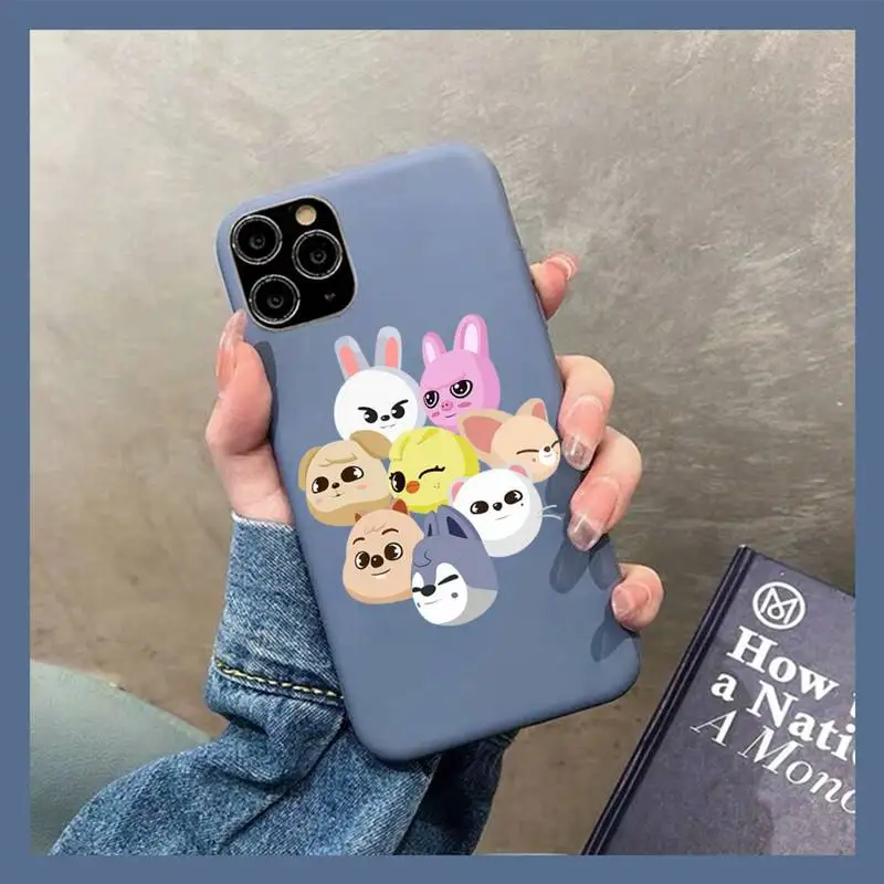 

TOPLBPCS Hot Kpop Stray kids skzoo Phone Case for iPhone 11 12 13 Mini Pro Xs Max 8 7 6 6S Plus X XR Solid Candy Color Case