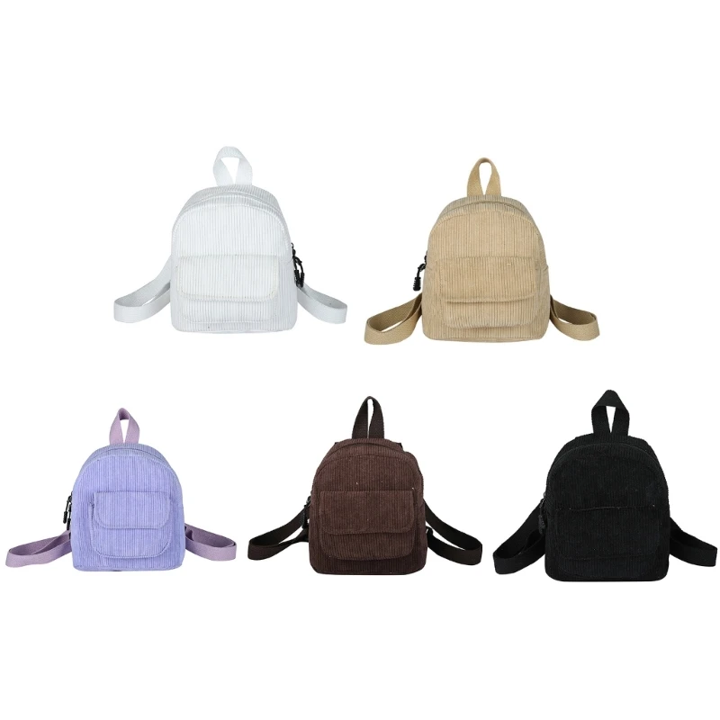 

Corduroy Backpack Versatile Fashion Koean Style Pack for Women Girl Travel Daypack Double Strap Shoulder Bag Casual Pack