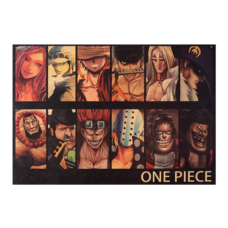 

Anime One Piece Retro kraft paper poster figure series Cafe home decorative painting