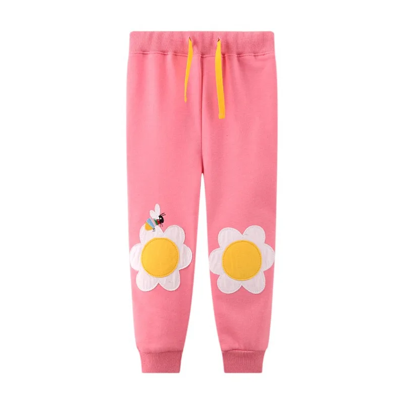 

2022 Autumn New Girls' Sweatpants Kids Flower Printed Trousers Terry Knitted Breathable Outdoor Children's Pants