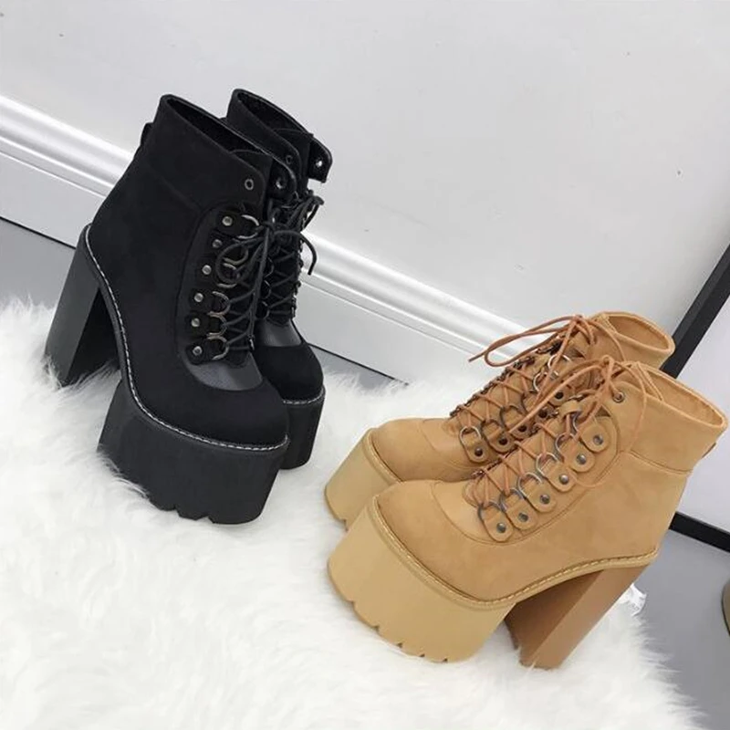

Fashion New Black Ladies Boots Heel Spring Women Autumn Shoes Outerwear Round Toe Ankle Boots for Women Party Gift