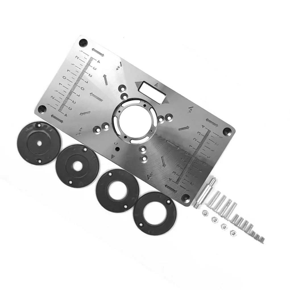 

Woodworking Benches Router Table Plate Aluminum Router Insert Plate Wood Engraving Trimmer Model Multifunctional Board Ring Tool