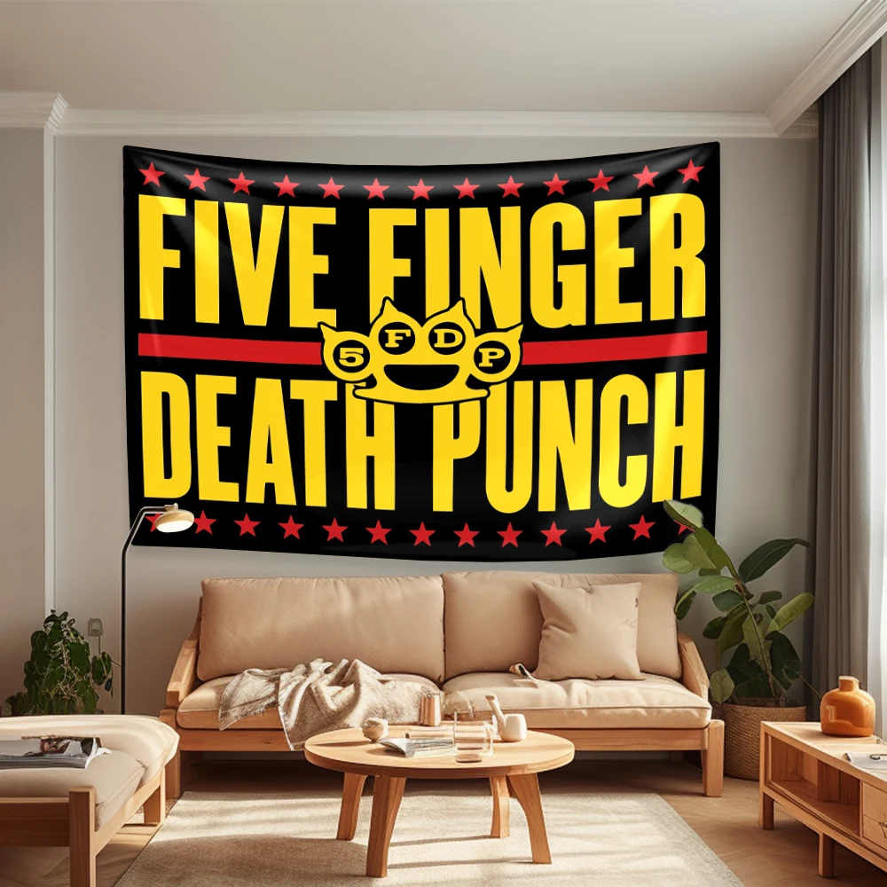 

Металлический гобелен рок-группы F-Five Finger Death Punchs, домашний декор, эстетичный настенный подвесной фон для общежития, подарки на день рождения