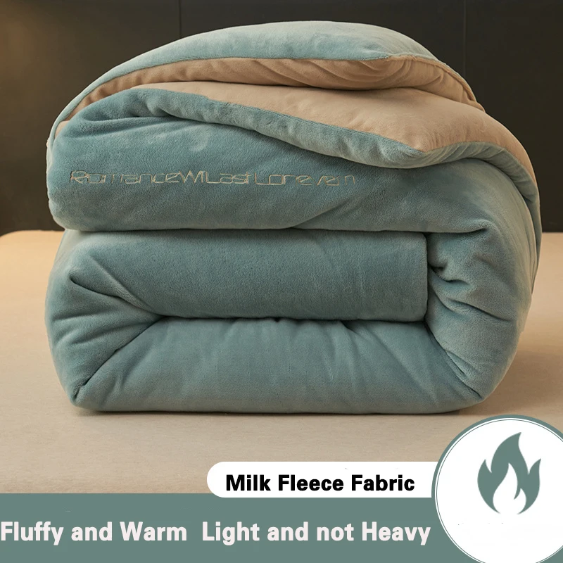 

Новинка 2023, двухстороннее бархатное одеяло молочного цвета, роскошное зимнее одеяло с вышивкой, теплое плотное одеяло, постельное белье, мягкое одеяло большого размера