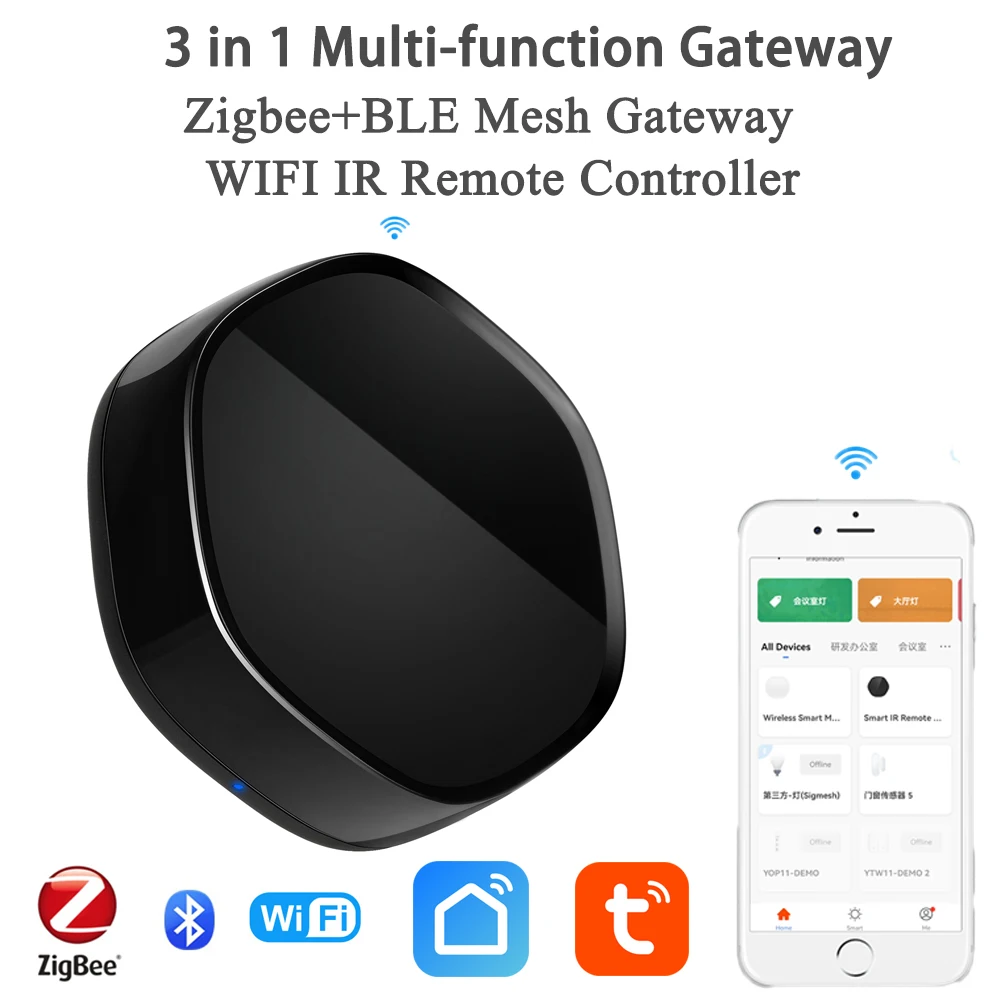 Tuya Zigbee Gateway Hub Multi-mode WiFi Bluetooth Mesh Sensor Smart Life Control Work With Alexa And Google Home | Электроника