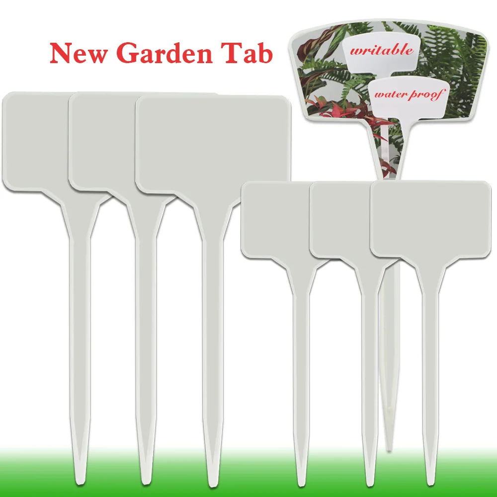 Garden Writable Tags Potted Plant Classification Labels Reusable Waterproof UV Resistant White Plastic T-shaped Marker Pile Sign