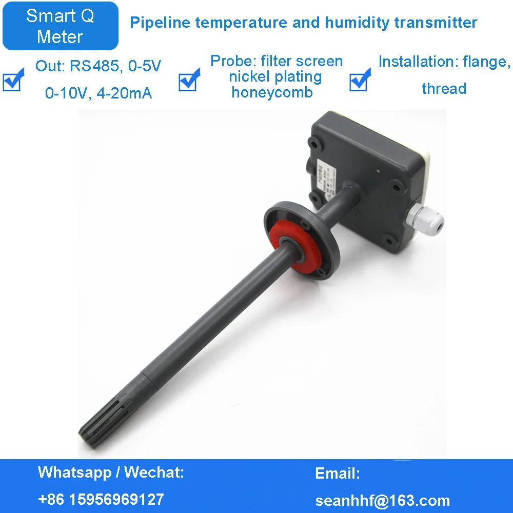 

Pipeline temperature and humidity transmitter air duct temperature and humidity sensor 4-20mA/0-10V/0-5V output with display