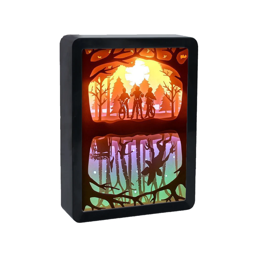 Купить Ночные светильники с 3D резьбой по бумаге, лампа для странных вещей, украшение, светодиодные светильники, рамки, картины, на заказ, прикроватн...