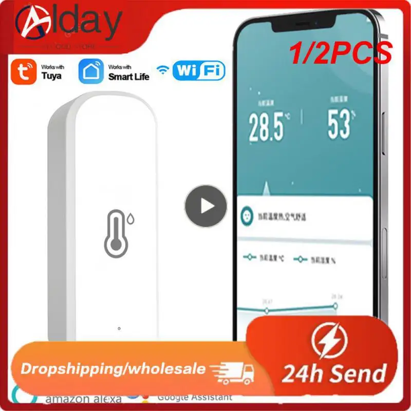 

1/2PCS Tuya WiFi/ZigBee Smart Temperature Humidity Sensor Smart Home Temperature Sensors Works With Alexa Assistant Smart