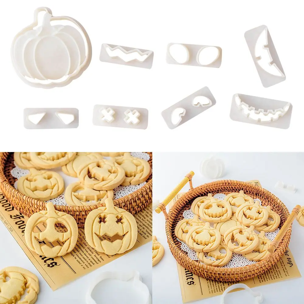 

9 шт./компл. «сделай сам», пластиковая 3D форма для печенья с ужасной тыквой из помадки, форма для Хэллоуина, печенья, форма для выпечки, тыква, ...
