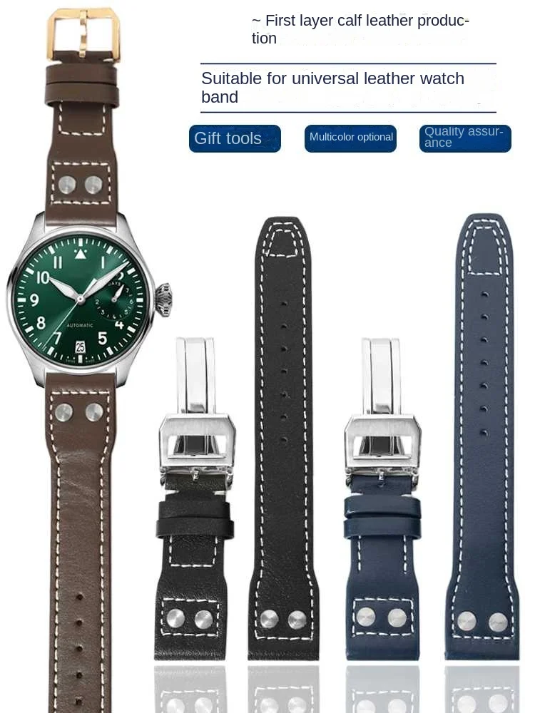 

Ремешок для часов из натуральной кожи, с заклепками, 21 мм 22 мм