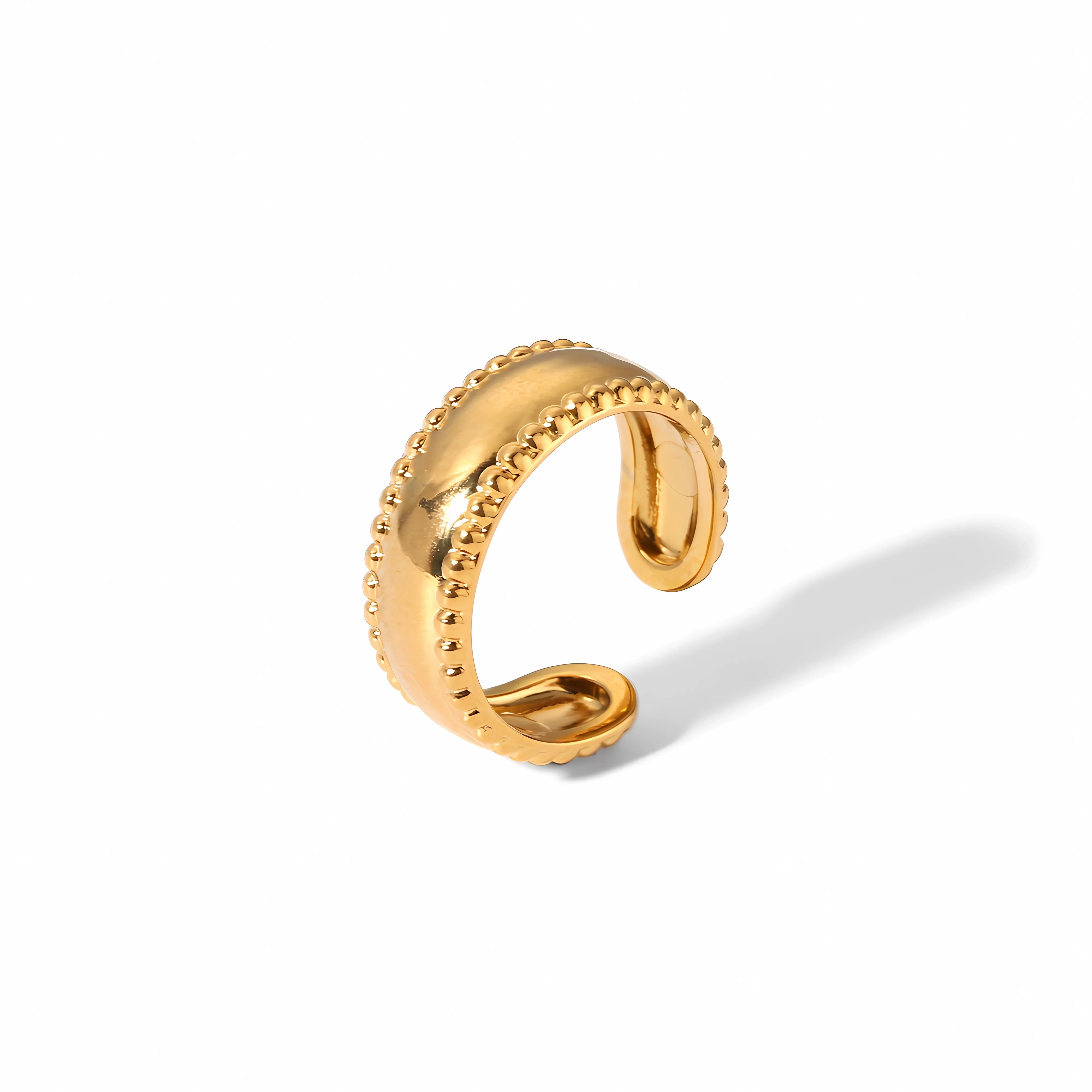 Регулируемое кольцо из нержавеющей стали с покрытием 18-каратного золота витое