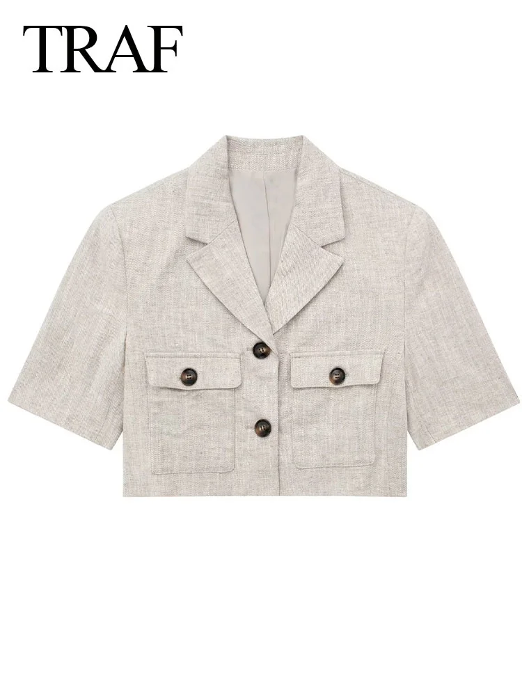

Женский Повседневный однобортный льняной Блейзер на пуговицах, новый модный однотонный винтажный Блейзер, Женский шикарный свободный пиджак, топы для женщин