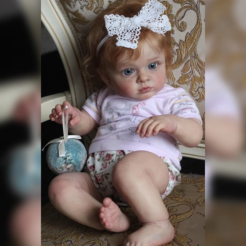 24inch Tutti High Quality Already Finished Painted Handmade Doll Reborn Toddler Girl Freckled Skin Very Detailed 3D Skin