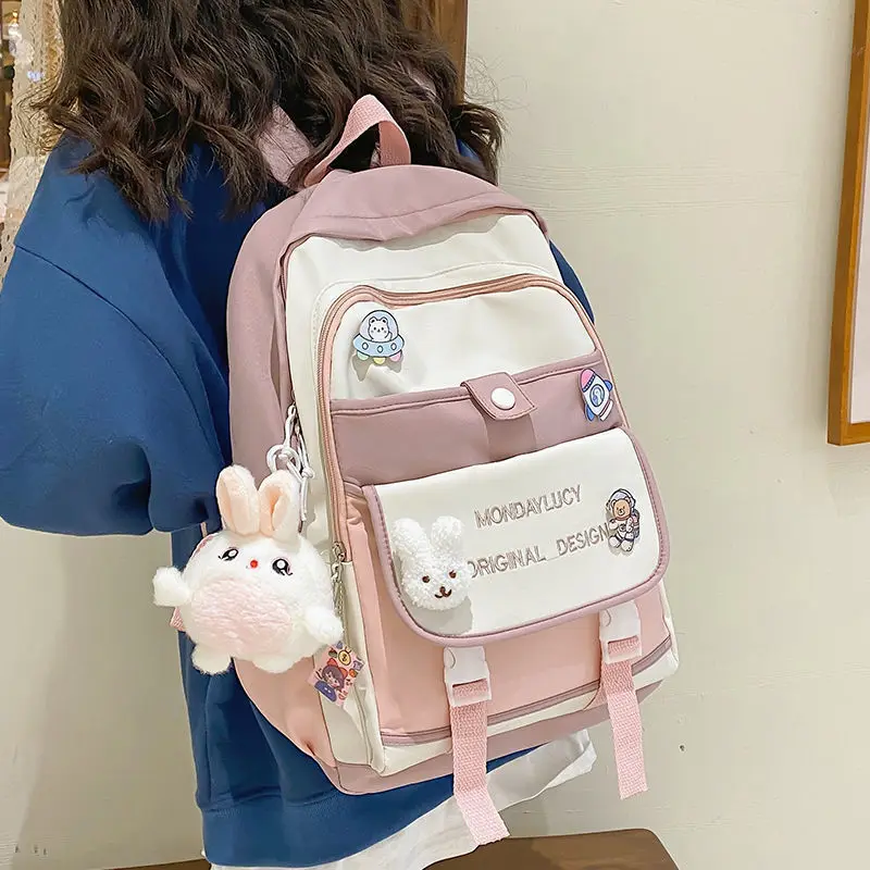 Милые школьные ранцы для девочек-подростков, женский рюкзак для учеников средней школы, Повседневная сумка для книг в Корейском стиле для к...