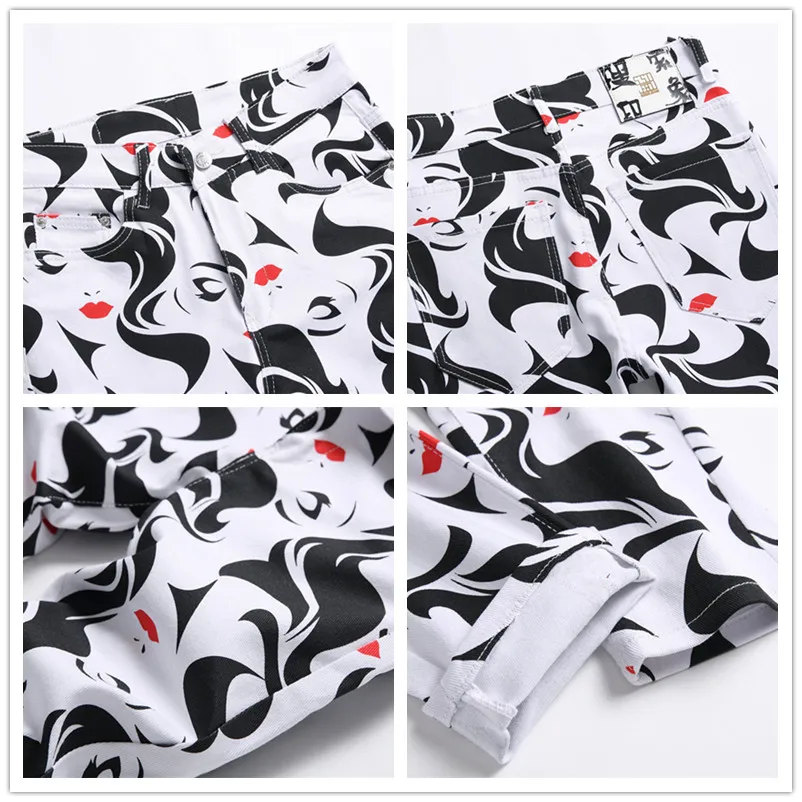 2023Spring Mens Denim Pants Beauty Girl Printed Streetwear Hip Hop Ripped Holes Jeans Fashion Harajuku Denim Trousers Jean Homme