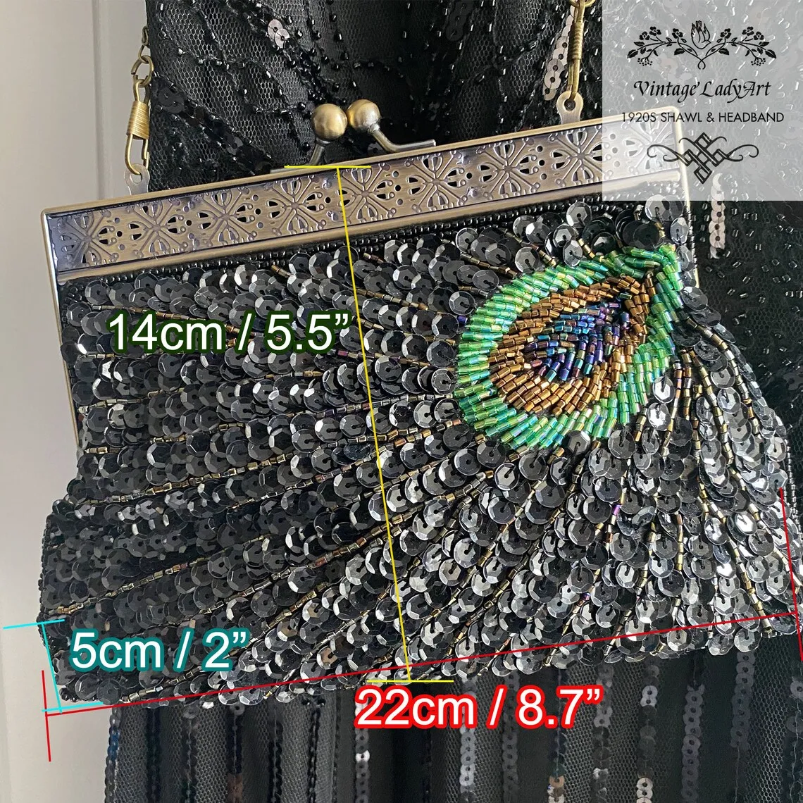 Винтажный клатч в виде павлина с блестками