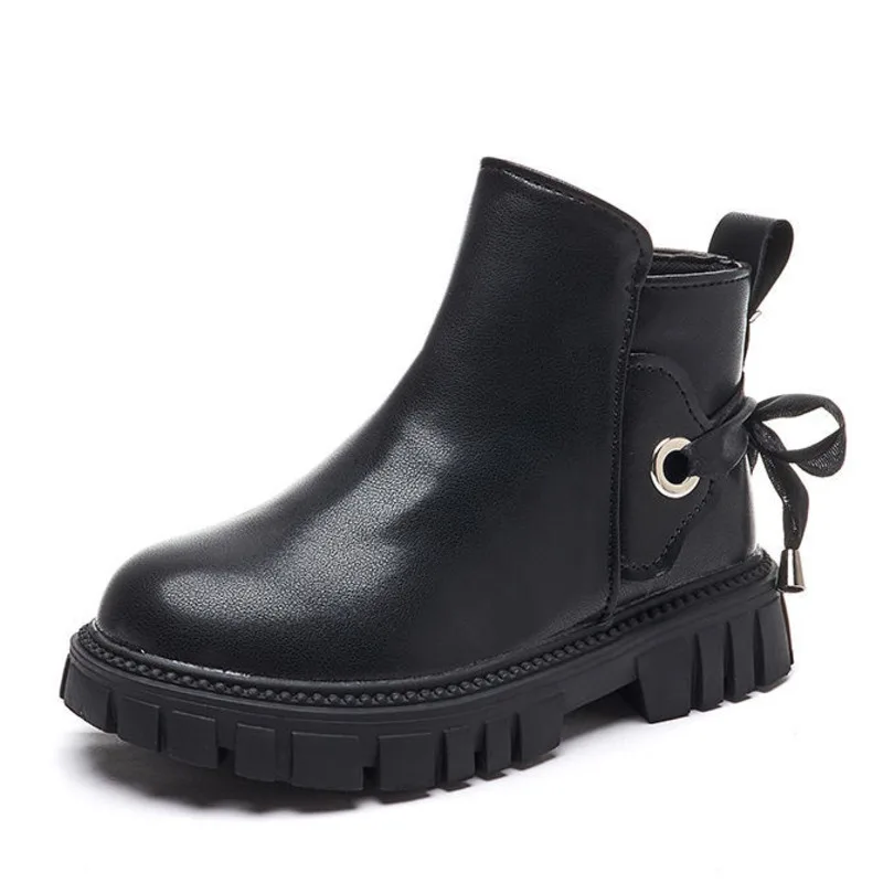 

Spring Autumn Girls Fashion Boots Zip Lace Up Non Slip Kids Chelsea Boots Casual Solid PU Leather Soft Children Ankle Shoes