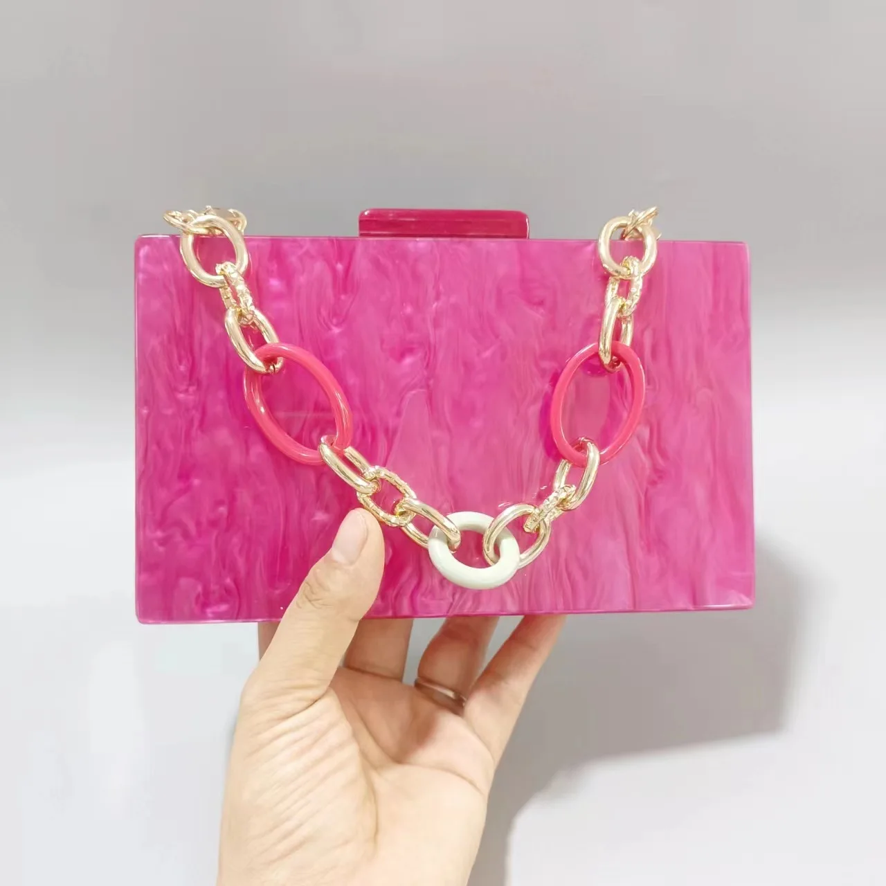 

Rose Red Party Wallet Acrylic Clutches Wedding Travel Bag Cosmetics Clutch Tool Women's Necessaries Fake Designer Handbags Stick