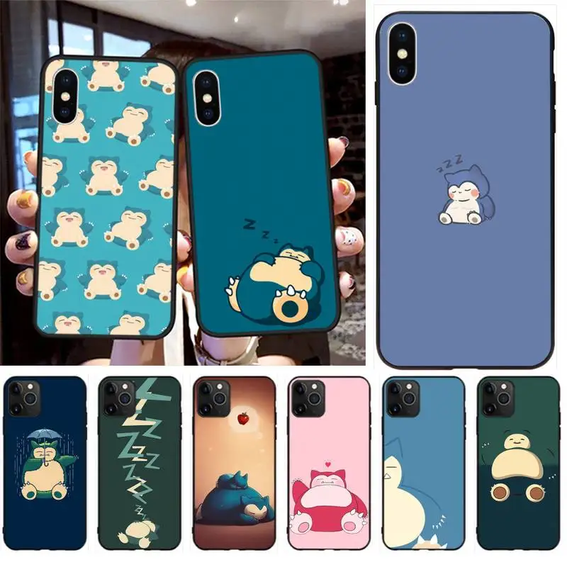 

Cute Pokemon Snorlax Phone Case For iphone 13 12 11 Pro Max Mini XS Max 8 7 Plus X SE 2020 XR Cover