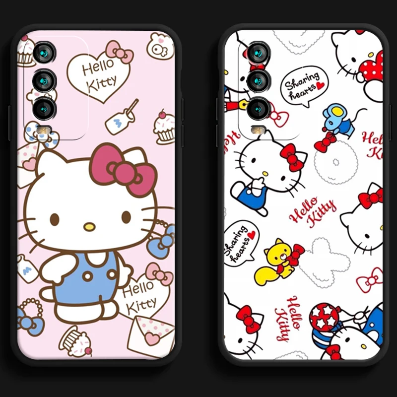 

Hello Kitty Cute Cat Phone Cases For Xiaomi Redmi 9 9A 9T 8A 8 2021 7 8 Pro Note 8 9 Note 9T Carcasa Coque Soft TPU Funda