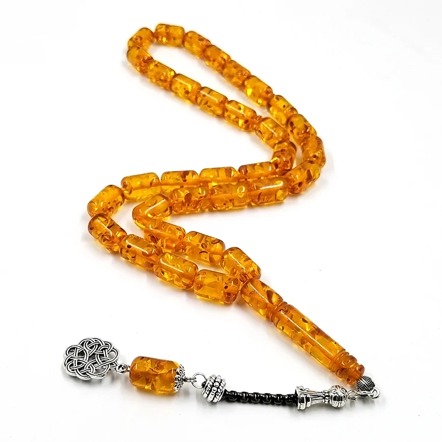 Желтый мусульманский Розарий Tasbih из смолы металлическая кисточка арабский