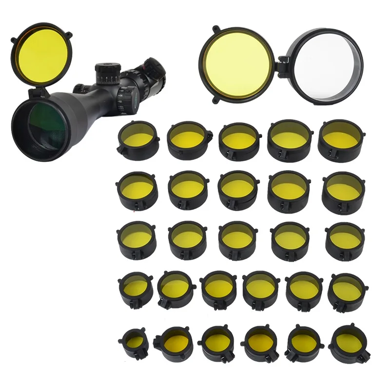 

Transparent Cover Protection 30mm-69mm Lens Cover Flip Up Quick Spring Cap Yellow Objective Lense cover