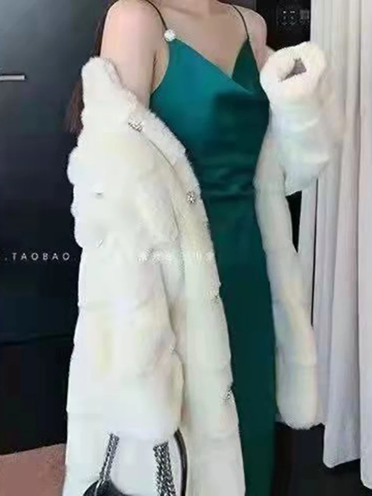 UCXQ Элегантное женское пальто из искусственного меха нежное свободное