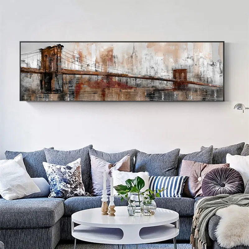 

Retro Abstract Landscape Art Posters Prints Modern Architecture Bridge Canvas Oil Paintings Living Room Home Decor Wall Pictures