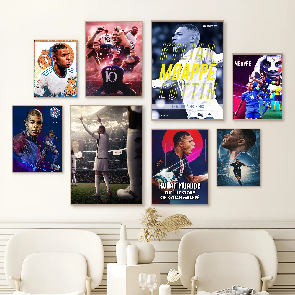 Винтажный Kylian Mbappe Высококачественный Настенный Художественный Постер Ретро