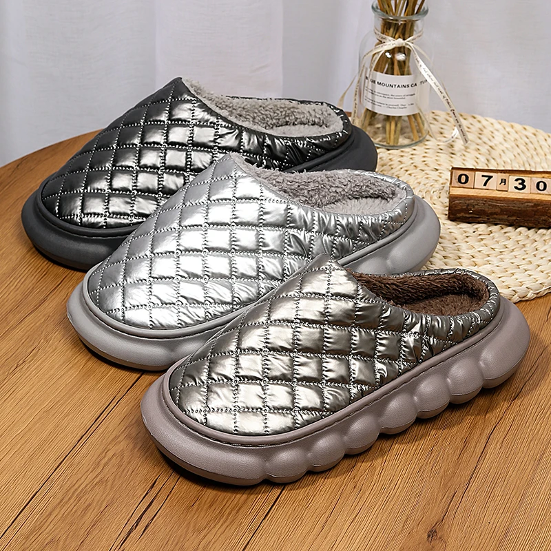 Мужские тапочки Домашняя обувь из пены с эффектом памяти без шнуровки Плюшевая