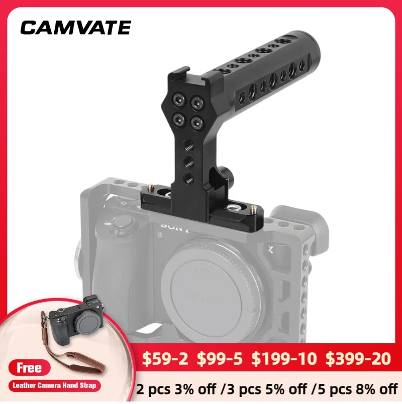 

CAMVATE Top Cheese Handle Grip With Quick Release NATO Clamp & 70mm NATO Safety Rail For DSLR Camera Cage Rig Support System