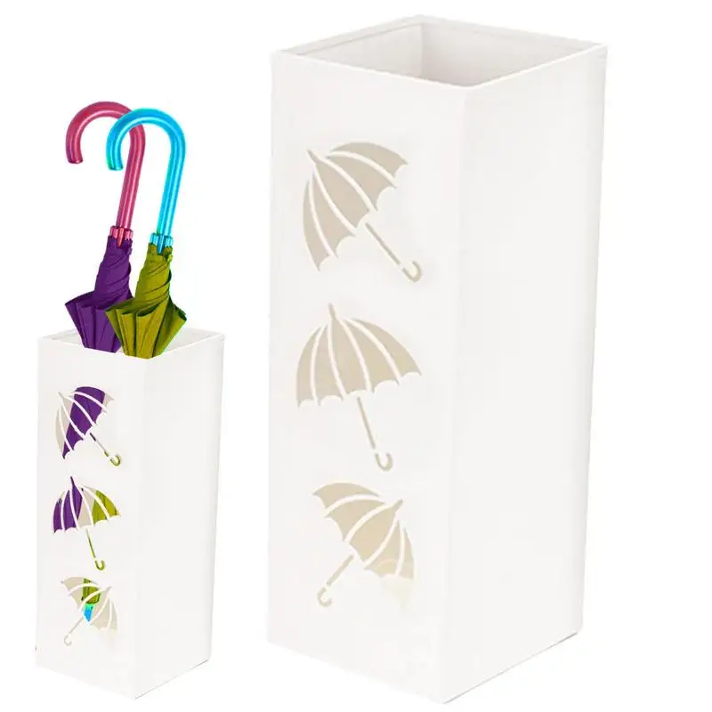 

Umbrella Holder Anti-Rust Metal Square Umbrella Rack Umbrella Basket Space Saving Umbrella Bin With Drain Holes For Door Living