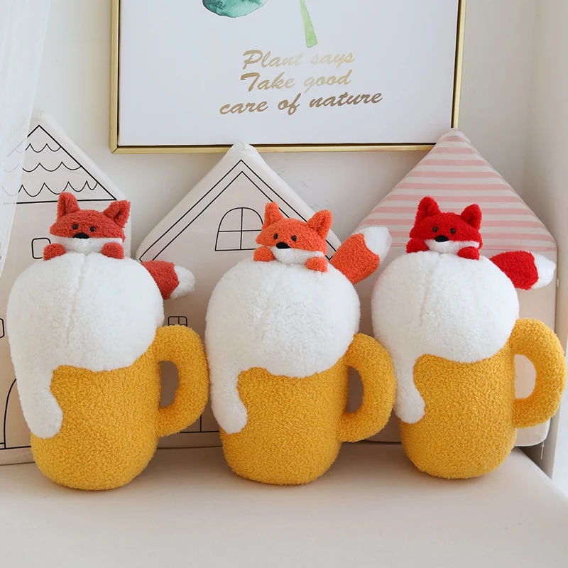 

1PC 38cm Fox In A Wine Glass Fox Plush Toy Stuffed Animal Plush Pillow Doll Toy Children'S Birthday Gift Educational Plush Toy