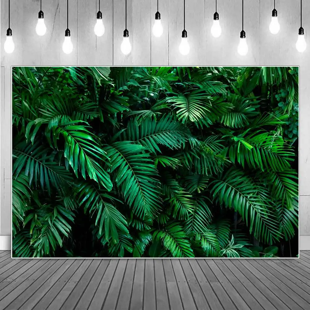 

Green Screen Jungle Leaves Wallpaper Birthday Party Photography Backdrops Tropical Grasses Photoshoot Photographic Backgrounds