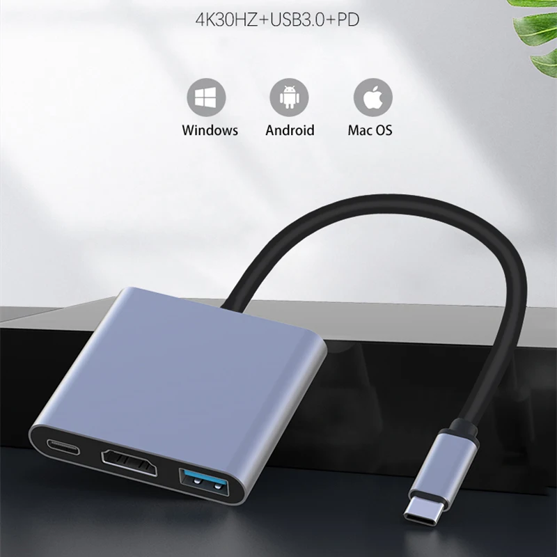 

Удлинительная док-станция типа C USB2.0/3,0 Hub VGA адаптер HDMI HD 4K 30 Гц/60 Гц проектор PD100W удлинительная док-станция для ноутбука и телефона