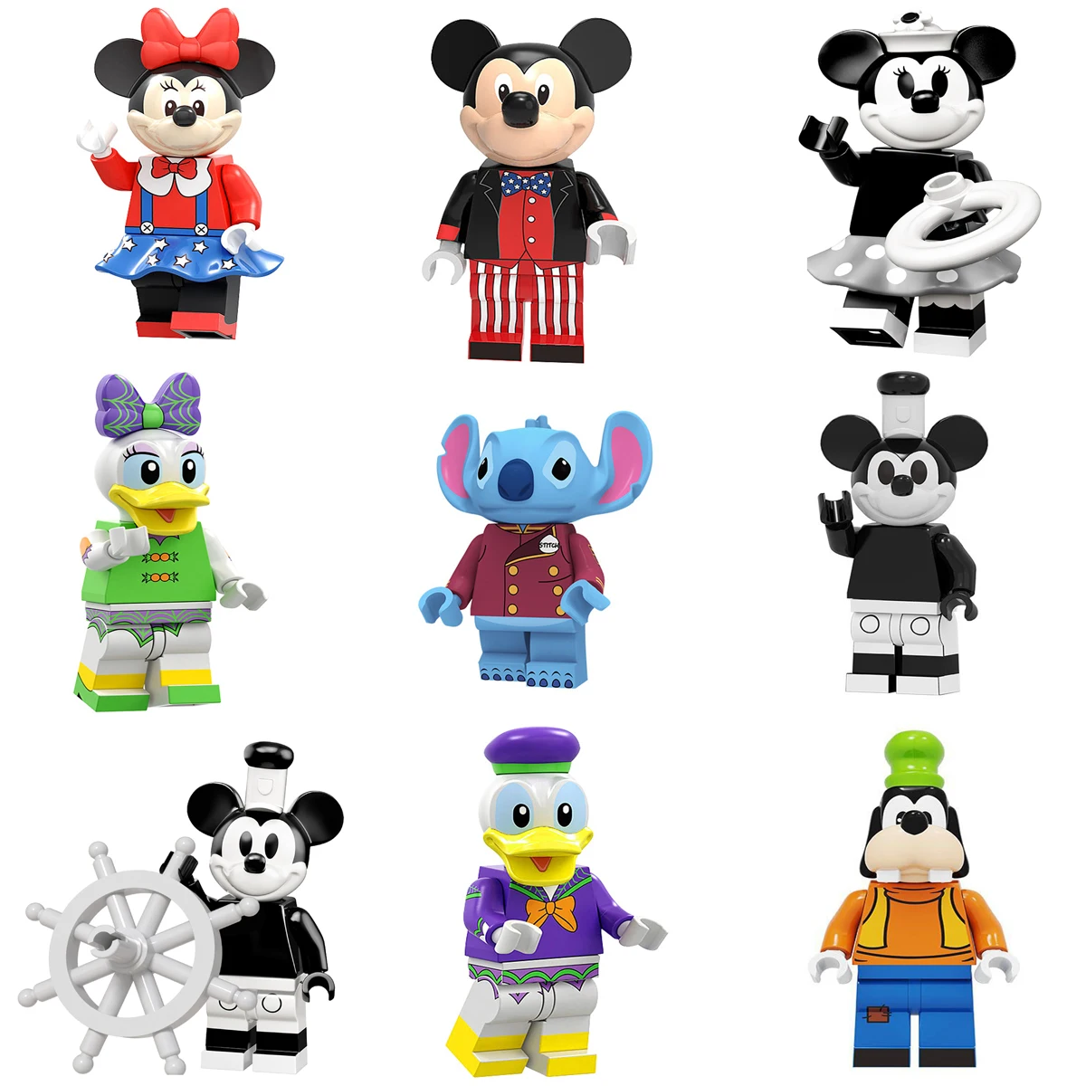 

Brand Disney Movies Mickey Minnie Building Blocks Mouse Mcduck Chip Dale Anime Action Toy Figures Assemble Blocks for Kids Gifts