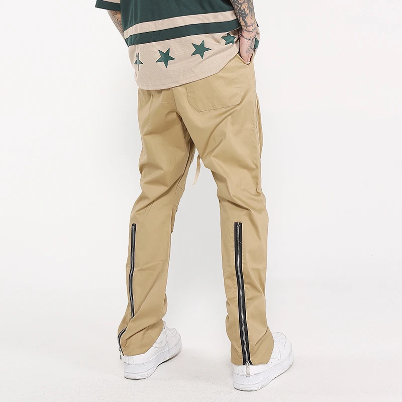 

Harajuku Back Zipper Pleated Streetwear Casual Drawstring Cargo Pants Mens Straight Pockets Hip Hop Oversized Loose Trousers