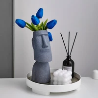 nordic abstract face vase home decoration ceramic dried flowers vases living room office table plant pot home desk accessories