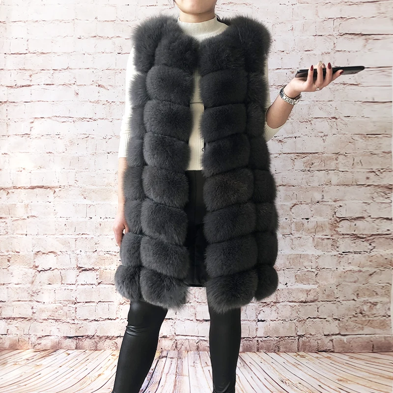 High quality women's real fox fur vest 100% natural real fur 2022 fashion fur coat genuine leather vest coat