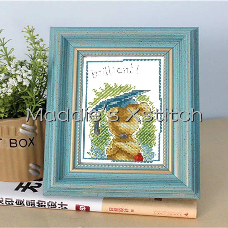 

KTX006 Cross Stitch Kit Embroidery Art Homfun Bear Cross Stich Painting Joy Sunday Christmas Decorations For Home Homefun