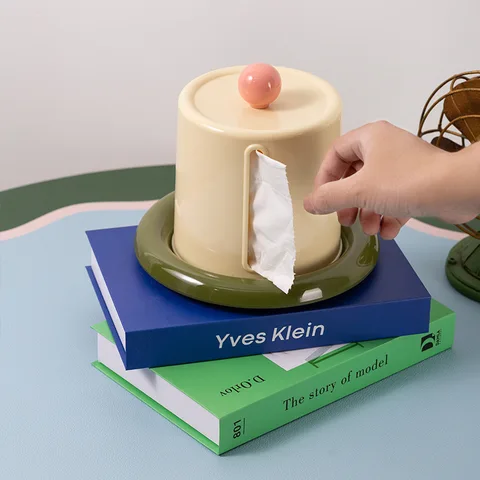 Creamy Style Tissue Box Holder Creative Roll Paper Dispenser for Living Room Coffee Table Desktop Bathroom Storage Organizer