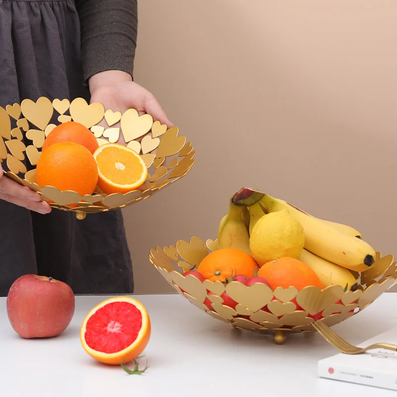 

Nordic Style Light Luxury Modern & Minimalism Decorative Living Room Golden Hollow Fruit Plate Household Coffee Table Snack Frui