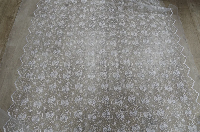 Нежная Свадебная кружевная ткань с цветочной вышивкой цвета слоновой кости