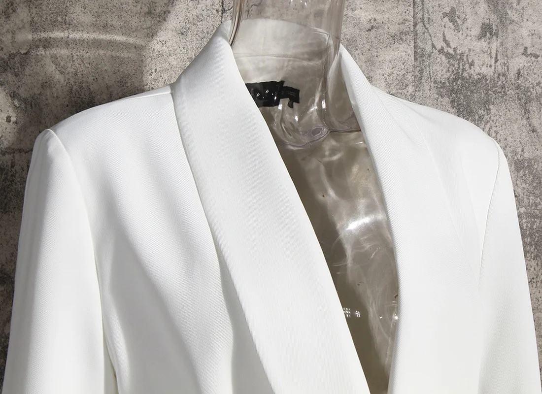 White Office Blazer with Free Sashes 2021 Women Solid Colors Simple Casual Office Blazer Korean Fashion Commute Formal Clothing