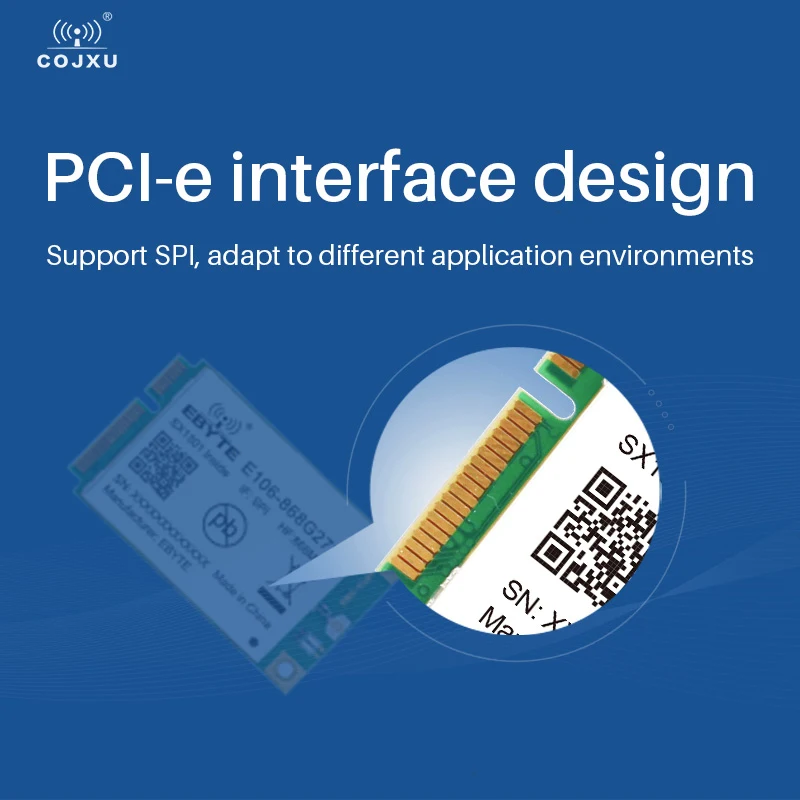 LoRaWan Gateway Module SX1302 433MHz COJXU E106-433G27P2 27dBm PCI-e Interface Low Power Consumption 5KM SMD Module SPI IPX
